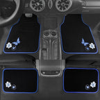 Universal Fit Embroidery Butterfly and Flower Car Floor Mats, Blue Car Floor Mats Fit 95% Automotive,SUVS,Sedan,Vans,for Women,Girly,Set of 4 (Black with Blue)