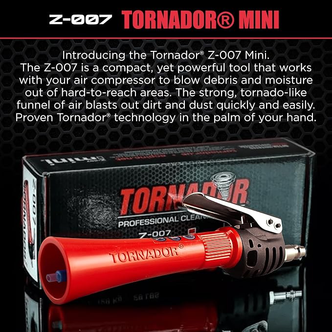 Z-007 Mini | Compact High-Pressure Car Cleaning Tool | Ergonomic Design Speeds Up Interior Detailing | Works with Air Compressor | Powerful & Portable