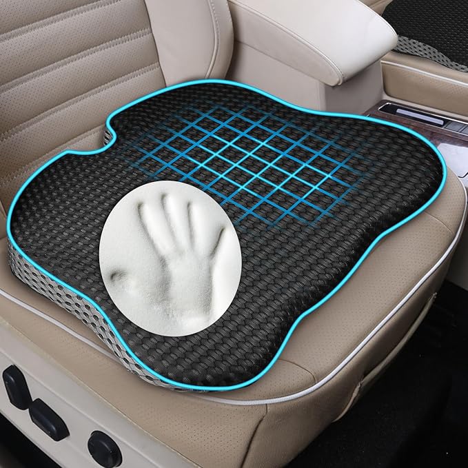 Car Seat Cushion for Driving,Premium Memory Foam Car Cushion for Better Visibility, Non-Slip Hip & Lower Back Tailbone Cushion, Car Seat Cushion Driver Booster for Short People, Truck(Black