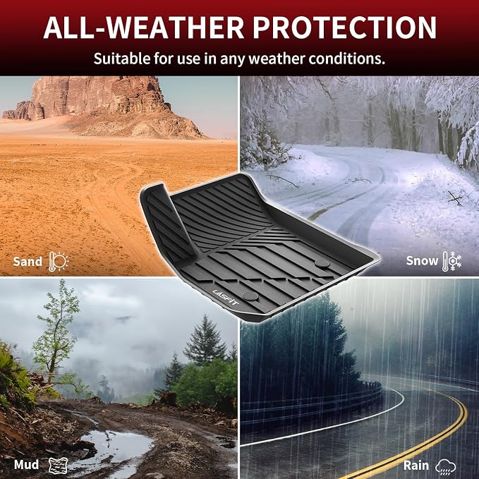 Floor Mats for Cadillac XT4 2019-2025, All Weather TPE Custom Fit Automotive Floor Mats for Cars, 1st and 2nd Row Car Floor Mats Full Set for Cadillac XT4 Accessories, 3 PCS, Black