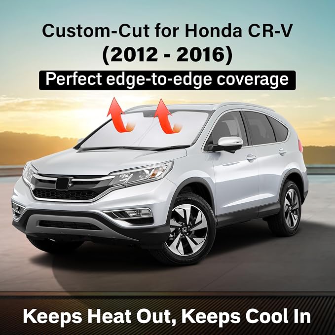 Windshield Sunshade Compatible for Honda CR-V 2012-2014 2015 2016, LX, EX, EX-L, Sport, Sport-L, Touring, Sun Visor for Front Window Sun Shade Cover, UV Protector, Car Accessories