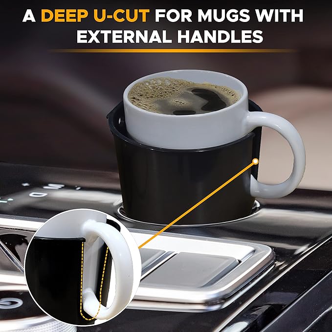 Car Cup Holder Expander | Fits 32/40 oz Hydro Flasks, Yeti, Nalgene & Large Bottles up to 3.8" | Universal Cup Adapter for Cars with 3.2" Holders – Black