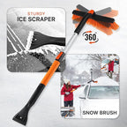 31" to 37” Extendable Snow Brush for Car and Ice Scrapers for Car Windshield, 360° Rotation Brush Head Snow Broom for Truck and SUVs with Ergonomic Foam Grip