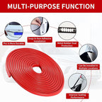 Car Door Edge Guards, 16Ft Rubber Seal Car Door Edge Trim, U Shape Door Edge Protector Guard, Aluminum Weather Proofing Automotive Door Edge Molding Protection for Most Car (Red, 16Ft)