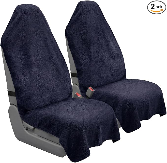 Car Seat Towel Cover, 2pcs Universal Front Seat Protector for Cars, SUVs and Trucks, Sweat Towel Car Seat Cover for Gym, Yoga, Swimming, Pets and Family Travel