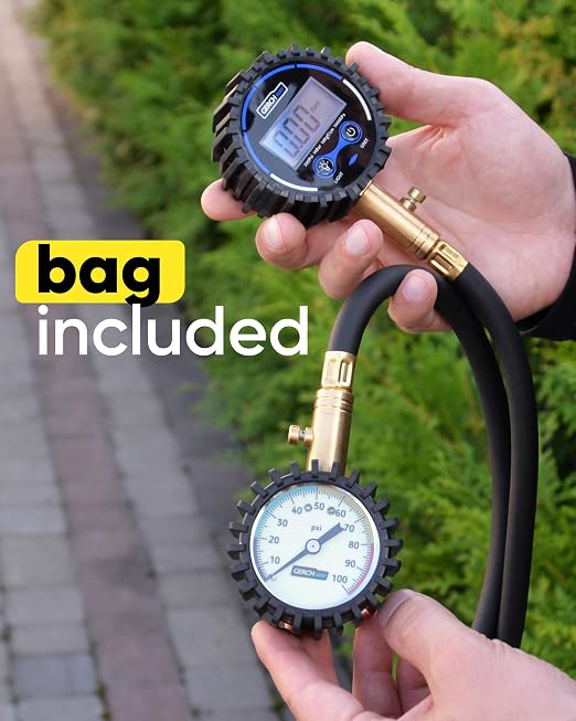 GERCHWAY Digital Tire Pressure Gauge 200 PSI - Accurate Air Pressure Gauge for Tires with Easy-to-Read Numbers & 45° Angle Chuck