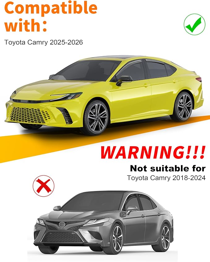 in-Channel Window Rain Guard for Fit for Toyota Camry 2025-2026 Rain Guards Side Window Visors Low Profile Vent Visor Window Deflectors Vent Shades Car Accessories