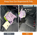 Car Headrest Hooks for Purse Bag, 2 Pack Car Seat Hooks - Black Leather/2L | Heavy-Duty Holds Up to 60lbs Metal Car Purse Holder for Grocery Handbag, Car Interior Accessories for Men Women