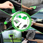 15PCS Car Detailing Kit Auto Cleaning Tools Wash Set with Storage Carry Bag Beginners Easy to Use for Interior Exterior Car Care Clean Windshield Dashboard Seat Air Vents Wheels Tires, Green