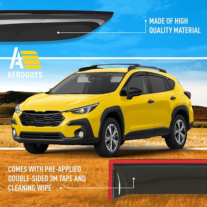 Extra Durable Window Deflectors Tape-On Window Visors Rain Guards Fit for Subaru XV Crosstrek 2024-2026, Sun Visors, Wind Vent for Shades, Exterior Car Accessories - 6 pcs. AG0984