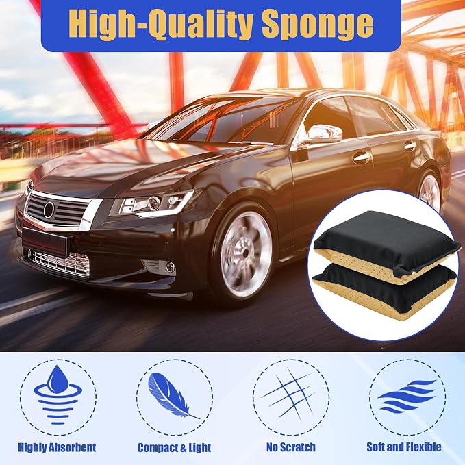 2PCS Window Defogger Sponge, Absorbent Window Glass Defogger Car Windshield Cleaner for Auto Cleaning (Yellow+Black)