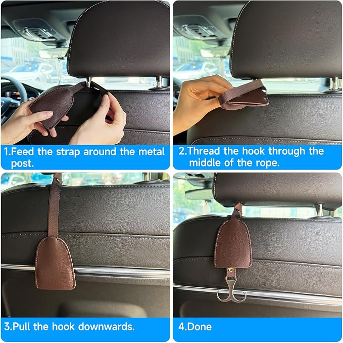Purse Hook for Car, 2 Pack Headrest Hanger Hooks, Car Essentials for Women | Seat Storage Organizer, Headrest Hanger Holder, For Purses Handbags, Women Accessories