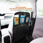 Car Backseat Kick Mat with Storage, Backseat Kick Protector for Kids with 3 Mesh Pockets, Protects from Kicks, Scratches, Scuffs, Spills, Stains, 3 Adjustable Straps for Easy Installation