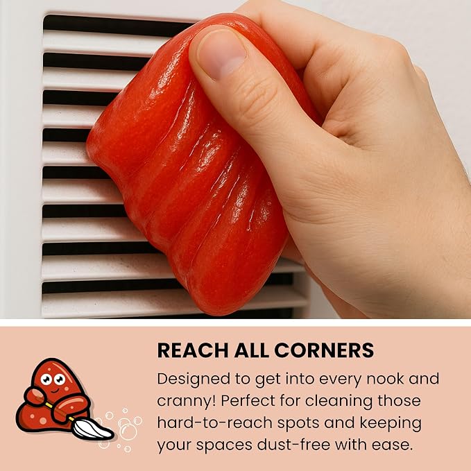 Car Cleaning Gel Putty - Strawberry Scented Interior Detailing Tool for Cup Holders, Air Vents & Keyboard - Reusable Auto Detailing Accessories - Dust Remover Goop - Gifts for Men Women