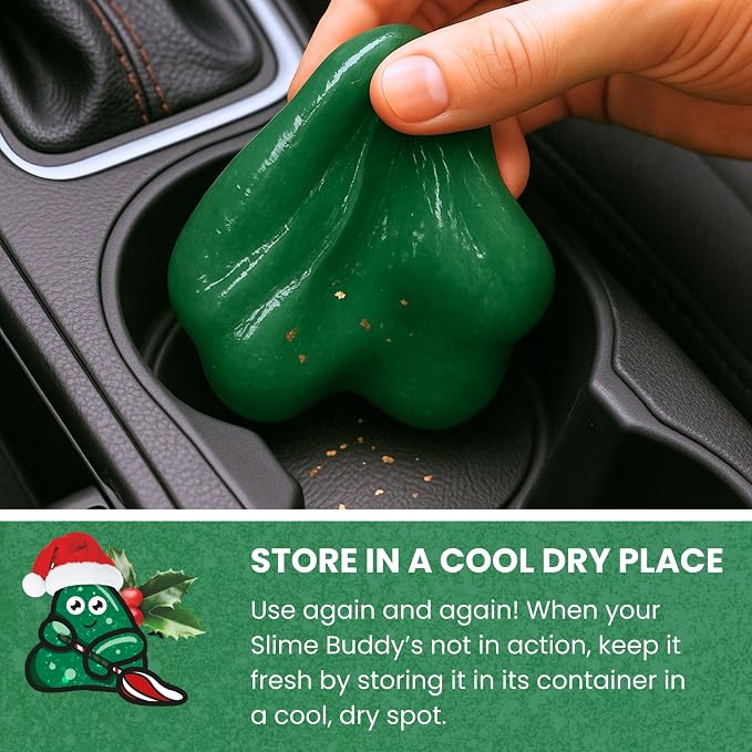 Car Cleaning Gel Putty - Pine Scented Interior Detailing Tool for Cup Holders, Air Vents & Keyboard - Reusable Auto Detailing Accessories - Dust Remover Goop
