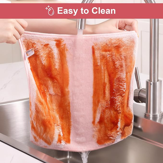 Microfiber Cleaning Cloths, 11.8" x 11.8" Pink Reusable Kitchen Towels, Lint-Free Cleaning Rags, Super Absorbent Cleaning Cloths for Kitchen, Car, and Household Cleaning, 18 Packs