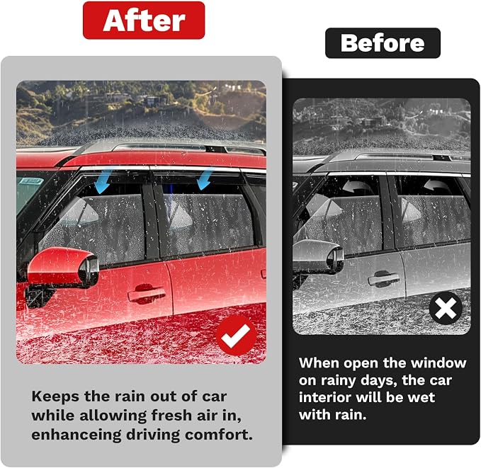 Palisade Rain Guards - Window Visors for Hyundai Palisade 2026, Outside-Mount Tape-On Side Window Wind Deflectors for Palisade Accessories, Vent Visors Shades Rainproof 6PCS