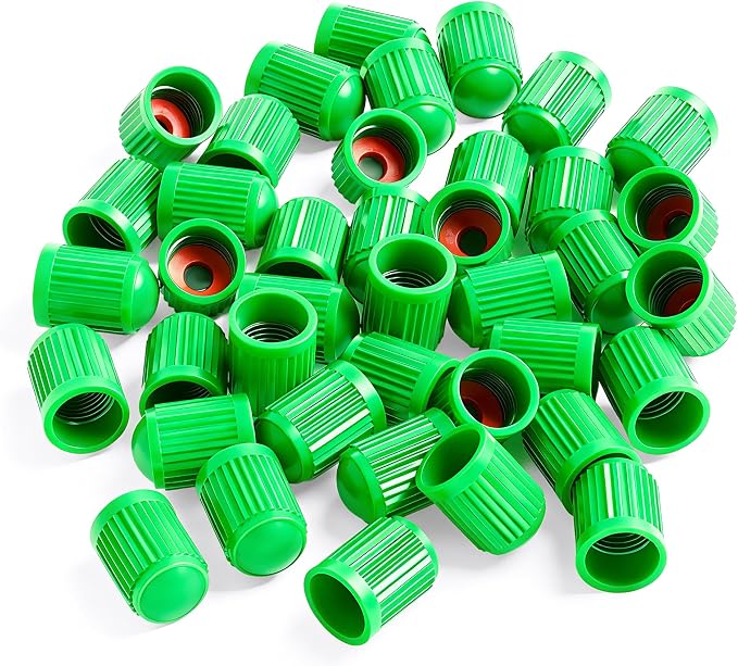 100PCS Tire Valve Stem Caps, Corrosion Resistant, with O Rubber Ring, Airtight Seal Heavy Duty Dustproof Tire Valve Stem Covers for Cars, SUV, Trucks, Bikes, Motorcycles, Bicycles(Green)