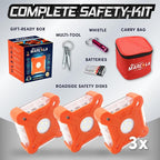 Emergency Lights for Vehicles 3-Pack | LED Road Flares | Flares Emergency Road | LED Emergency Flares Include Batteries, Case, Whistle and are Stronger, Brighter & Better than round LED Flares