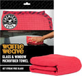 Waffle Weave Glass & Window Microfiber Towel - Red 24 x16 Inch Scratch-Free Detailing Cloth for Cars, Trucks, SUVs & Home, Streak-Free Cleaning for Glass, Mirrors & Windows