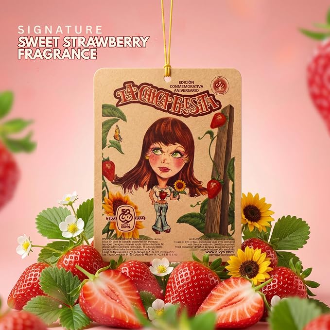Strawberry Car Air Freshener – Hanging Freshener, Long Lasting Car Scent & Fragrance for Home or Bathroom – 3 Pack