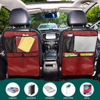 Maroon Car Front Seat Back Kick Mats, Seat Protection for Backseat