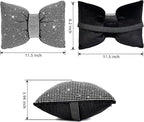 4 PCS Bling Car Pillows,Rhinestones Bowknot Car Headrest Pillow,Car Neck Pillow for Driver Relax Necksupport,Sleeping Travel Support Neck Pillow,Shiny Diamond Interior Accessories for Women,White