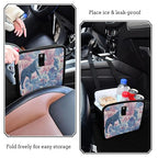 Car Trash Can Organizer Bin with Adjustable Strap for Back Front Seat Console Waterproof Leakproof Collapsible Portable 11 Inch Cute Cheetah and Palm Leaves
