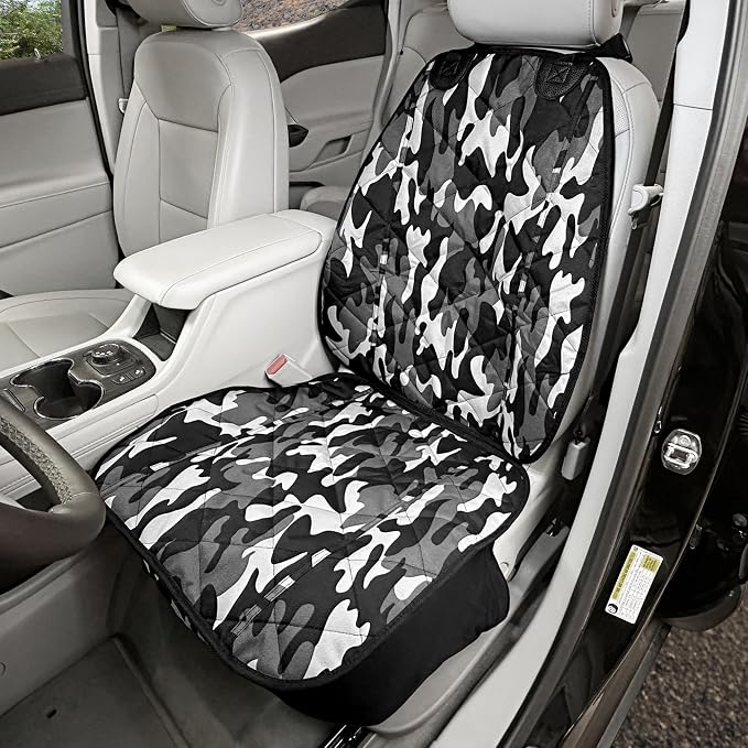 Car Seat Cover for Dogs – Durable Captains Seat & Front Seat Protector for Dogs, Waterproof, Non-Slip Car Seat Cover for Pets, Easy Install, Protects Vehicle from Dirt, Fur, Scratches (Camo)