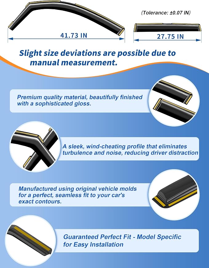 in-Channel Window Rain Guards Fit for Subaru Forester 2019-2024 Extra Durable Rain Guard Window Deflectors Side Window Visor Vent Visors Vent Shades Exterior Car Accessories-4pcs
