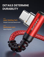 AINOPE USB C Fast Charging Cable 3.1A Right Angle 10ft/3m USB to USB C Cable, Durable Nylon Braided Type C Cord Compatible with Galaxy S10 S9 S8 Plus, A51 A11 A10 A20, V50 V40 G8 G7