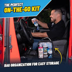 Car Detailing Kit, Interior and Exterior Cleaning, 9-Piece | Includes Tire Shine, Quick Detailer, Total Interior & Glass Cleaner, Microfiber Towels, Applicator & Storage Bag