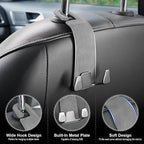Car Seat Headrest Hook, Premium Suede Double Hook 2 Pack, Universal Hanging Accessories for Purse, Bag, Groceries - Car Interior Accessories (Gary)