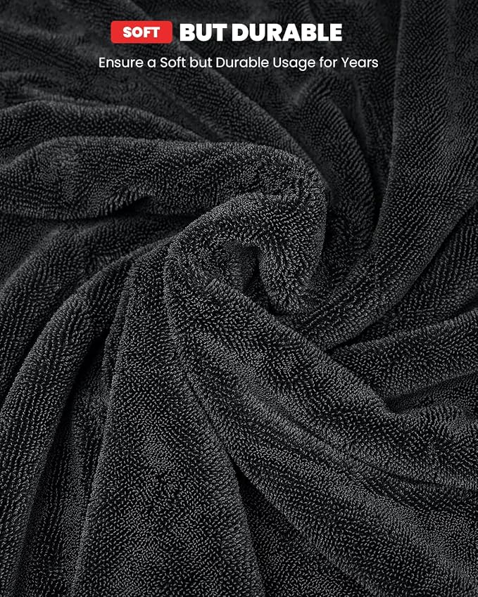 LASFIT Drying Towel, [2025 Upgraded] Large Super Absorbent Car Drying Towel for Car Detailing Streak Free, XL 1300 GSM Premium Ultra Soft Microfiber, Twisted-Loop Microfiber Towels for Cars
