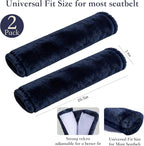 Soft Faux Fur Universal Fit Seatbelt Cover Car Truck SUV Airplane Seat Belt Shoulder Pad for Carmera Backpack Straps Neck Cushion Protector 2 Pack 10.5in Dark Blue