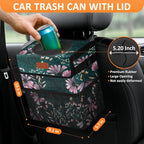 Car Trash Can for Car Cute, Bag Bin Hanging Waterproof Automotive Garbage Cans Leak Proof Vehicle Trash Can Navy Floral