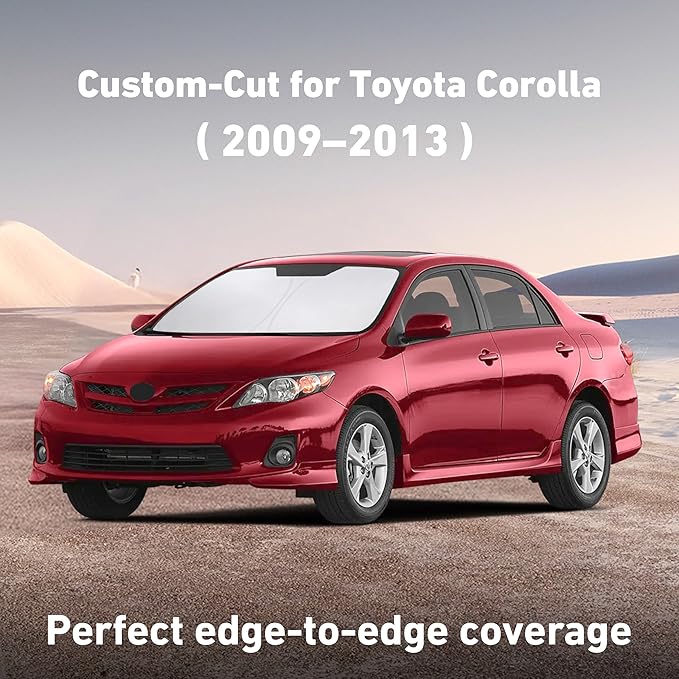 Windshield Sunshade Compatible for Toyota Corolla 2009-2011 2012 2013 LE, XLE, S, XRS Sun Visor for Front Windshield & Window Sun Shade Cover, UV Heat Blocker & Protector, Car Accessories