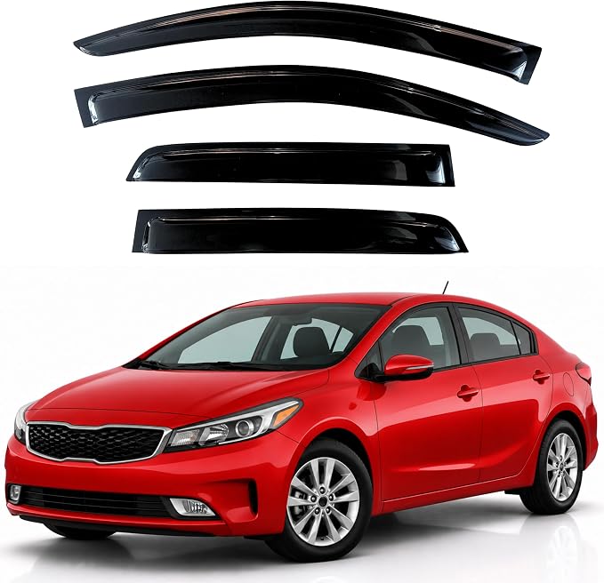 KPY Rain Guards Fit for 2014–2018 Kia Forte Sedan, Out-Channel Window Visors Vent Wind Deflectors 4PC, Car Accessories for 14–18 Forte (Sedan Only)