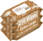 3in1 Leather Cleaner Wipes 70 Count (3 Pack), XL 8x10 Inch | Clean, Condition, Protect Wipes For Vinyl & Leather Apparel, Furniture, Auto Car Interior, Shoes, Boots, Bags