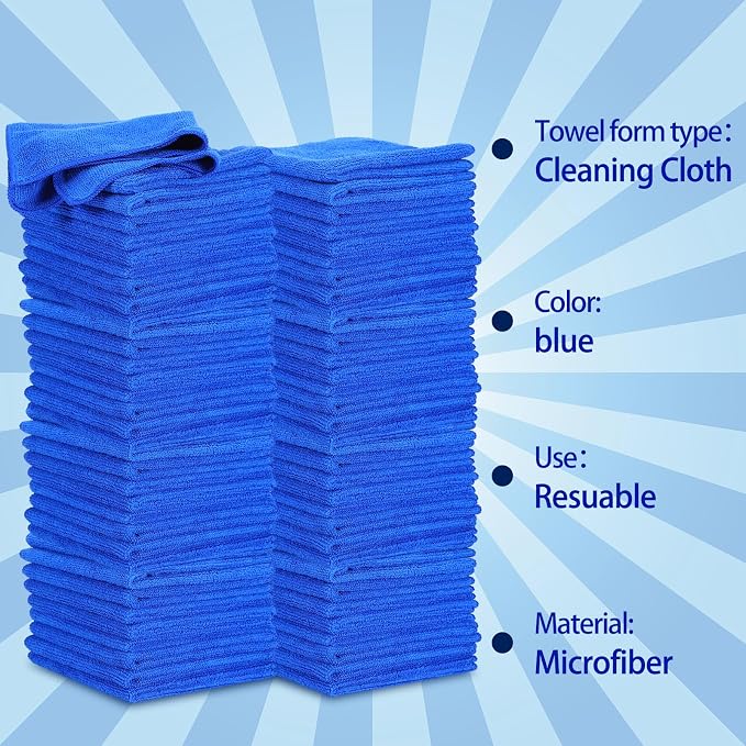 Cleaning Cloth Dry Erase Cloth Cleaning Rags Reasonable Kitchen Towels Microfiber Towels Cars Wash(12 x 12 Inch,Blue,10 Pcs)