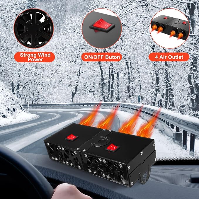500w Car Heater 24 volt Camping Heaters Car Heater Kit Camping Windshield Window Defogger Defroster for Winter Automobile Windscreen Car Camper(24v)