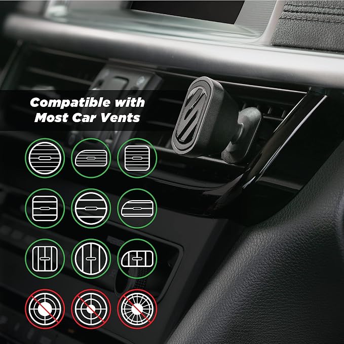 MagicMount Select Magnetic Phone Holder for Car Vent, Strong Magnet Phone Mount with 360° Rotation for Secure Hands Free Use, Car Mount for iPhone and Android, Not MagSafe Compatible