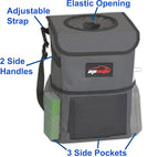 Waterproof Car Trash Can with Lid and Pockets, 2.5 Gal, Dark Gray | Leakproof, Collapsible Multipurpose Car Bin with 3 Side Storage Pockets, Adjustable Straps
