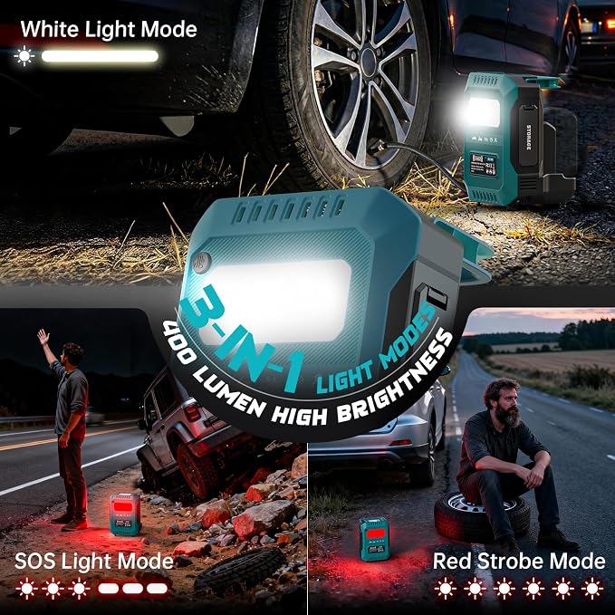 Tire Inflator Portable Air Compressor Compatible with Makita 18V Battery, 160PSI Air Pump with Dual Digital Screen, Auto Shut-Off, 5X Faster Inflation & Deflation for Car, Motor (Tool Only)
