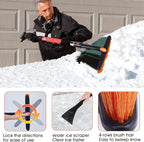 47.2" Extendable Snow Brush and Wider Ice Scraper (4.73" Width) with 360° Pivoting Brush Head, Snow Removal Tool Car Brush with Comfortable Foam Grip for Car Windshield, Trucks, SUVs