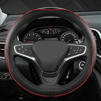 Customized Auto Car Steering Wheel Cover for Chevy 14.5-15 inches, Steering Wheel Cover for Chevrolet(Black Line-Standard Size)