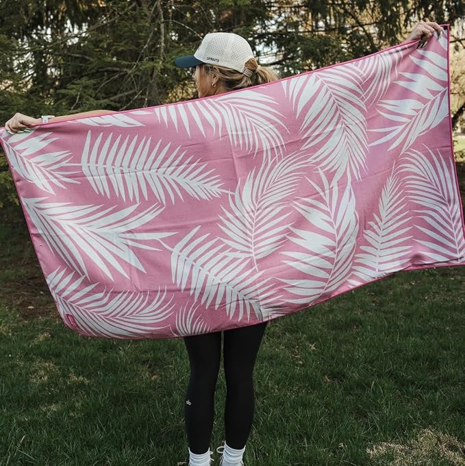 Athletic Running Towel, Full-Sized, Car Seat Cover - Performance Microfiber (Garden of Races Past - Pink)