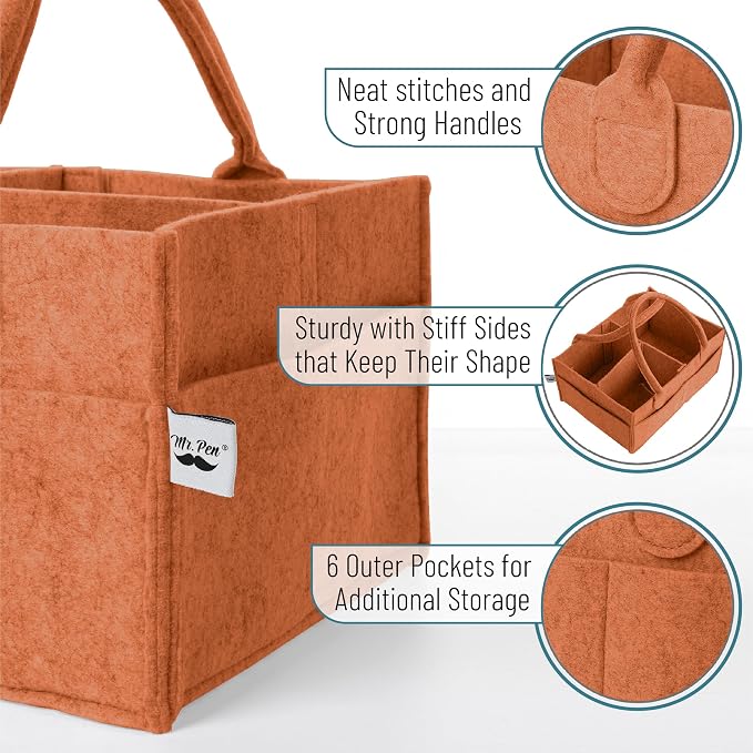 Mr. Pen- Baby Diaper Caddy Organizer, Rustic Warmth | Nursery Storage Bin and Car Organizer for Diapers and Baby Wipes