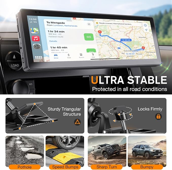 CD Slot Mount for CarPlay Screen 360° Rotation Tool-Free Installation Sturdy and Secure Compatible with in-Car Monitors CD Slot CarPlay Mount