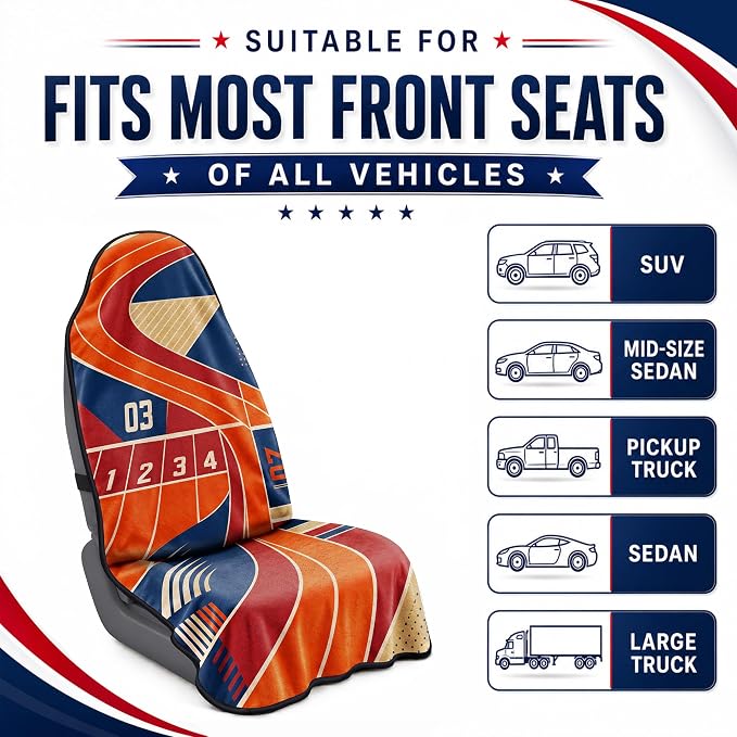 Car Seat Towel Cover for Front Seat, Sweat Absorbent Car Seat Protector with Non-Slip Backing, Waterproof Towel Car Seat Cover for Runners, Gym, Swimming, Beach, Pets, Track Runner Orange